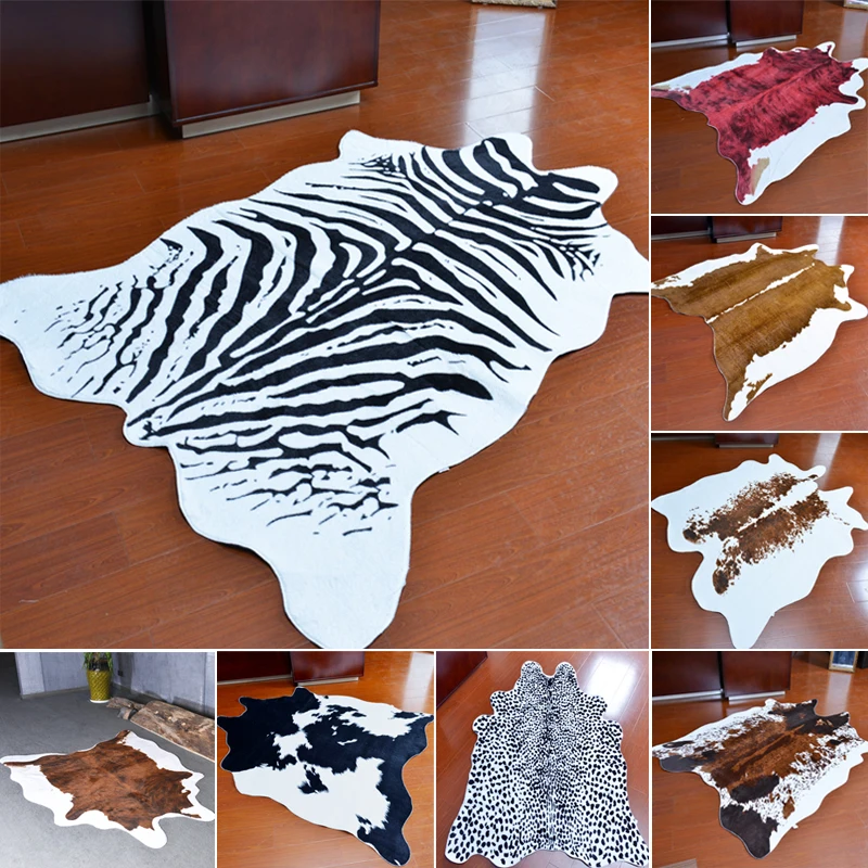 

Zebra Cow Leopard Carpet Imitation Animal Skins Natural Shape Rugs Big Size Living Room Decoration Non-slip Floor Mats