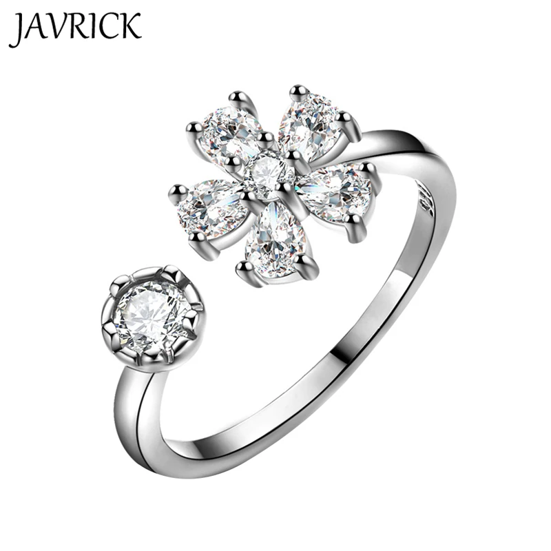 Korean Engagement Rings for women Silver Little Daisy Zircon Flower