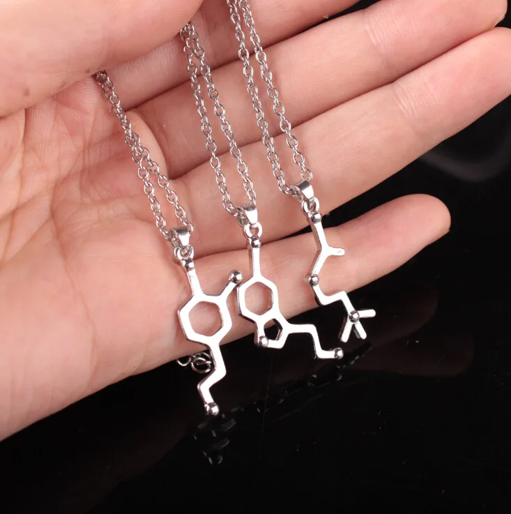 

DNA Molecular Serotonin Dopamine Acetylcholine Pendant Necklace New Science Gift Chemistry Gift Psychology Jewelry For Men Women