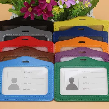 

PU Hold 1 Cards ID Business Card holder Badges IC Work Permit Card name Tag High Quality Employee Horizontal type Badge holder