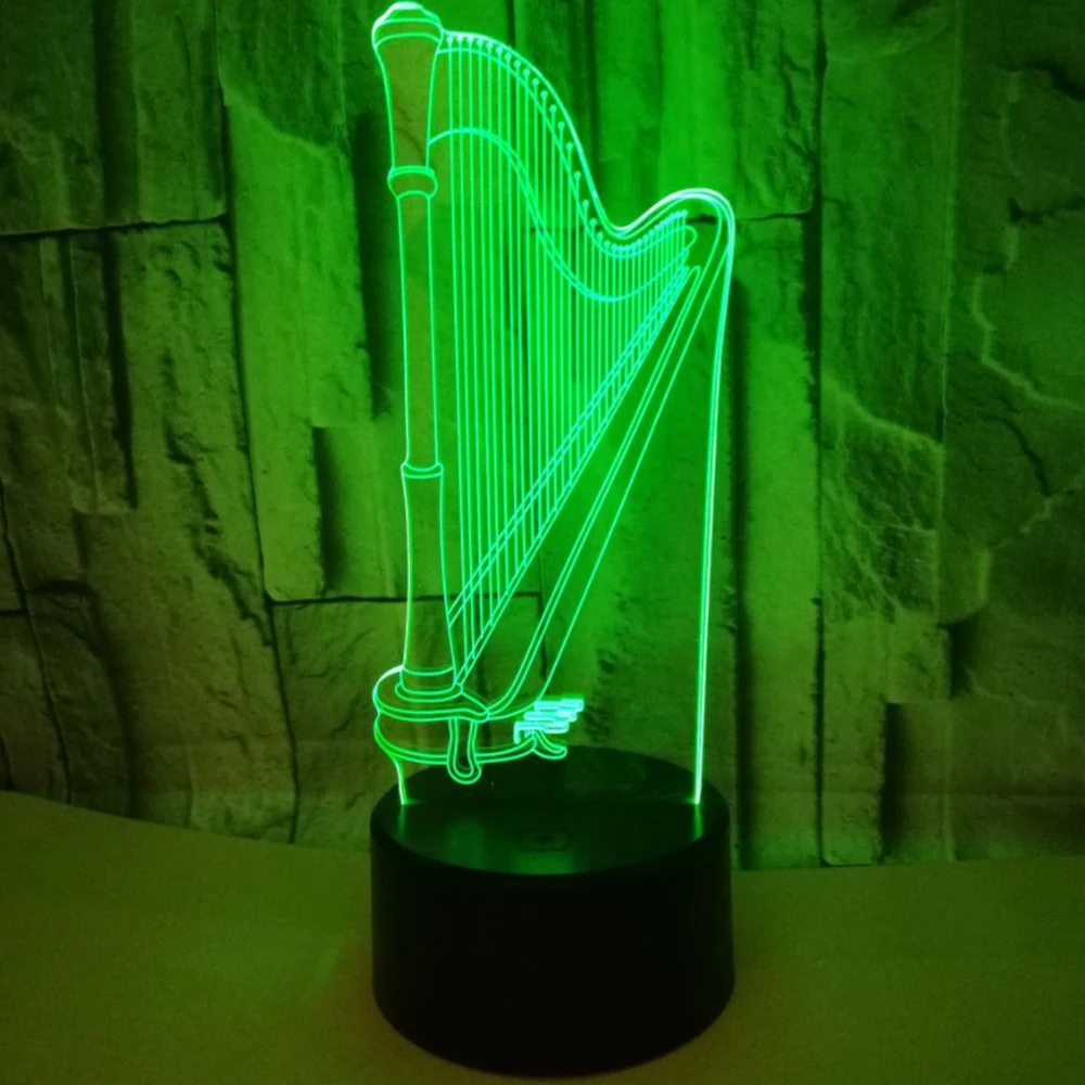 Арфа USB 3D светодиодный светильник любовник 3D ночные светильники 7 цветов лампа как украшение дома или подарок на день рождения для друзей