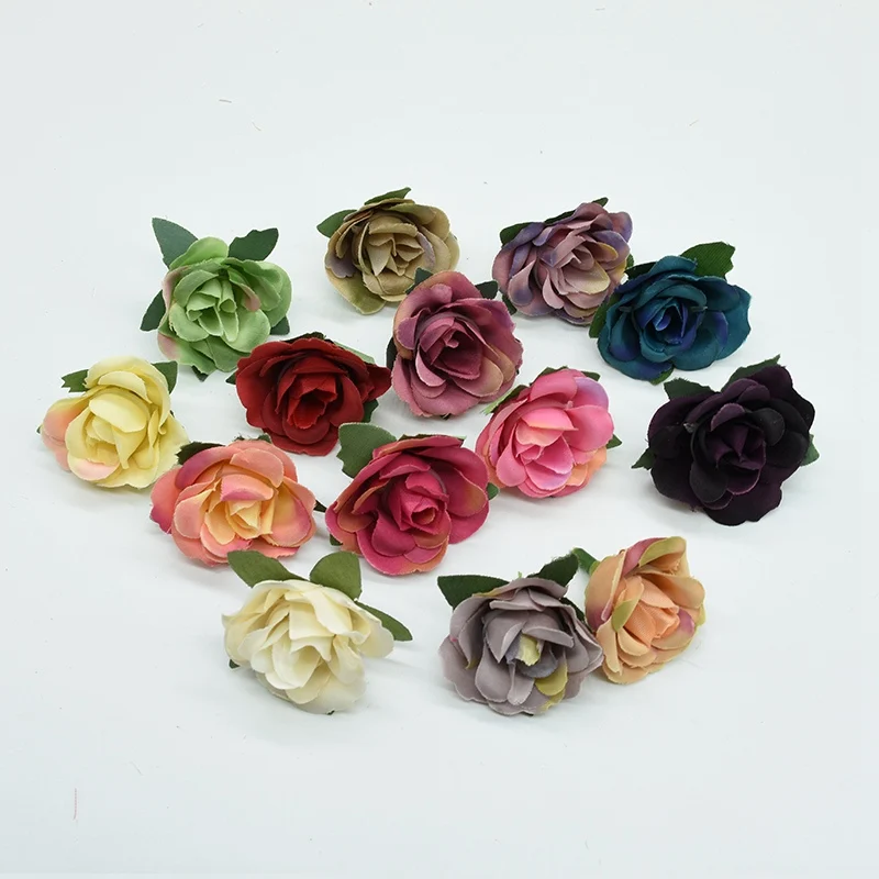 

30pcs Multicolor fake flores for home decor scrapbooking diy Christmas garland silk roses flower wall cheap artificial plants