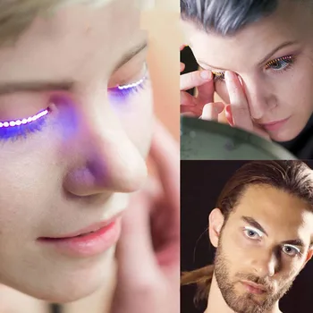 

1 Pair LED Light Fake Eyelashes Eyelids for Icon Saloon Party Players Singer Nightclub Atmosphere Prop 88