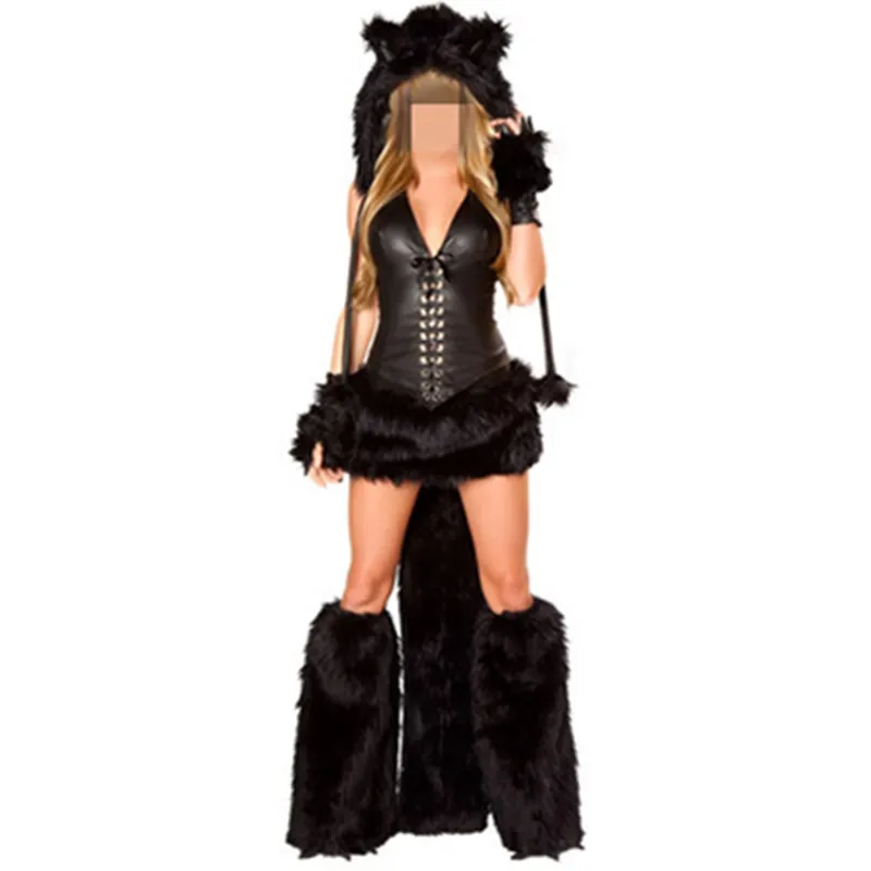 Костюм тигра, комбинезон для взрослых, пушистый сексуальный костюм Чеширского кота, черный костюм на Хэллоуин для женщин, меховые костюмы для косплея