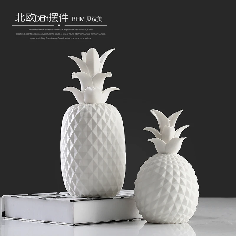 

white ceramic simulation abstract pineapple statue home decor crafts room decoration handicraft porcelain figurine articles gift