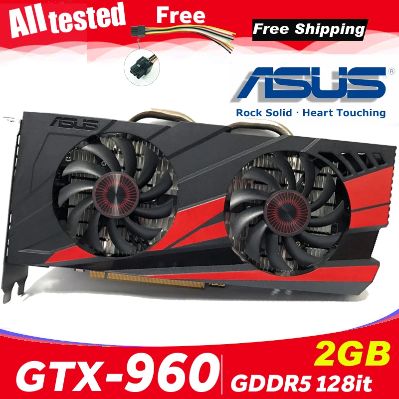 Asus GTX 960 OC 2 Гб GT960 GTX960 2G D5 DDR5 128 бит nVIDIA PC настольные видеокарты компьютерные PCI Express 3