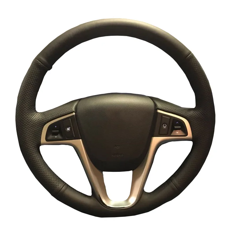 En Ligne Housse de volant de voiture en cuir artificiel pour Hyundai Solaris Verna i20 2008 2012 Accent volant dédié sur mesure