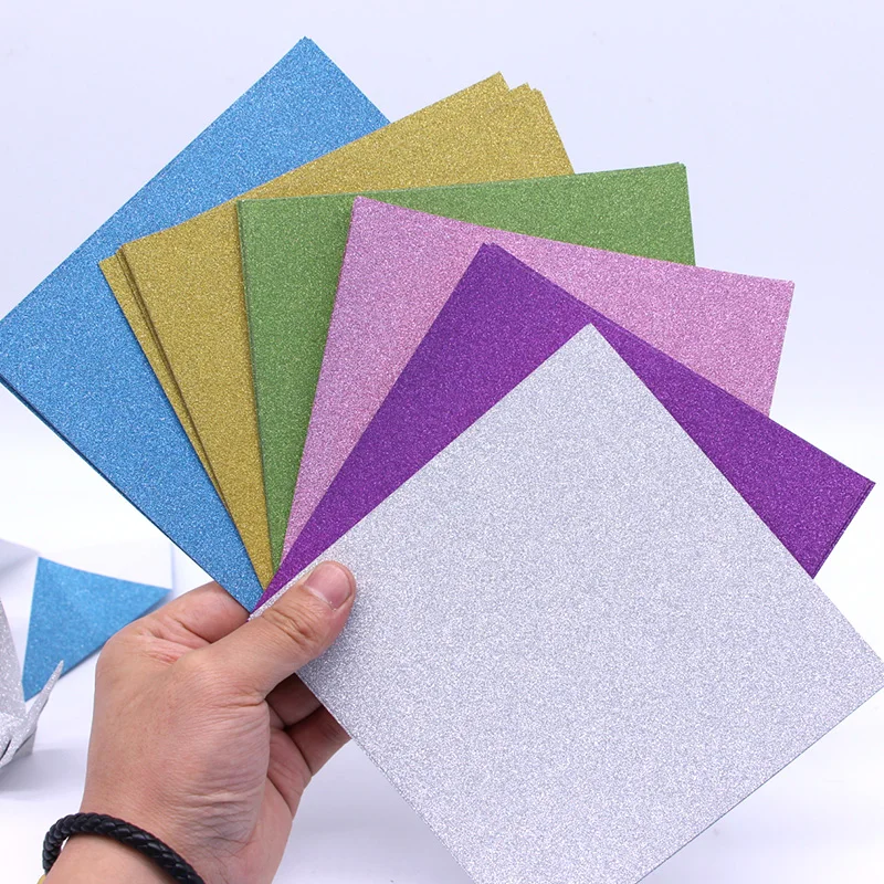 

40pcs Craft Art Paper Kids Cute DIY Square Glitter Pattern Origami Paper Folded Handmade Paper Craft Decorative Models Toys