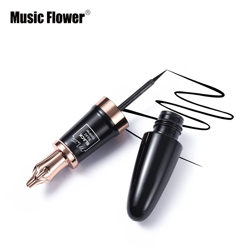 Music Flower ультра-черная Водонепроницаемая жидкая подводка в ручке быстрая сушка легко макияж натуральная гладкая пятнистая подводка для глаз Косметика