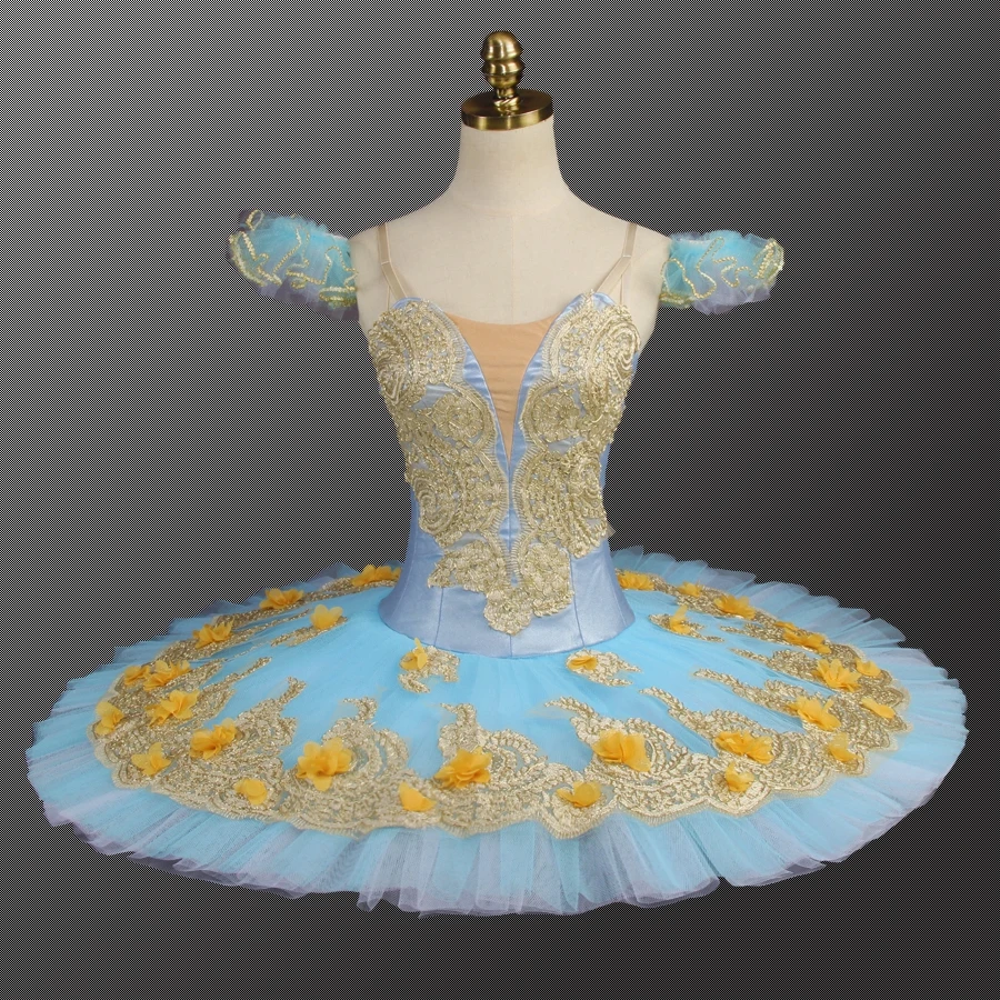 

Blue Fairy Women Profesional Ballet Tutu Adult Women Performance Stage Blue Bird Ballet Pancake Tutu Costume Flowers Ballet