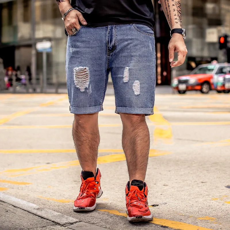 GXXH мужские Джинсовые шорты плюс Размеры 28-48 Big and Tall Mens рваные джинсы стрейч шорты Ретро Повседневное Стиль проблемных шорты S-8XL