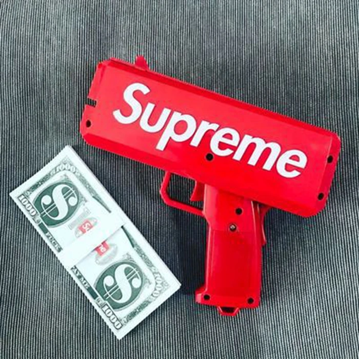 Prix pour Marque Nouvelle Suprême de Trésorerie Canon D'argent Pistolet SS17 Make It Rain D'argent Pistolet Rouge Prix pour Marque Nouvelle Suprême de Trésorerie Canon D'argent Pistolet SS17 Make It Rain D'argent Pistolet Rouge