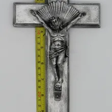 Католическая Смола Иисуса Христа на INRI Крест стены распятие дома Часовня украшения 10,5 дюймов серебро античный отделка