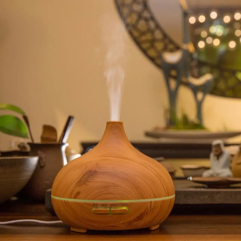 

Hot Air Humidifier Essential Oil Diffuser Aroma Lamp Aromatherapy Electric Aroma Diffuser Mist Maker for Home-Wood Home Supplies
