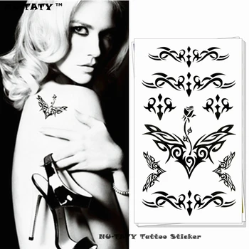 

Nu-TATY Black Totem Style Temporary Body Art Flash Tattoo Sticker 17*10cm Waterproof Tatto Henna Tatoo