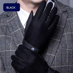 Осень-зима кожаные перчатки мужской анти-Ветер лыж сенсорный перчатки PU руку назад шерстяной ткани для вождения варежки ST8105