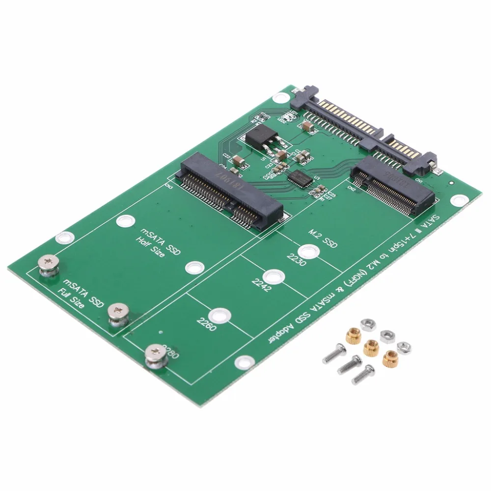 

mSATA & M.2 (B-Key NGFF) 2in1 Sized Multiple SSD to SATA 3 III Adapter Converter