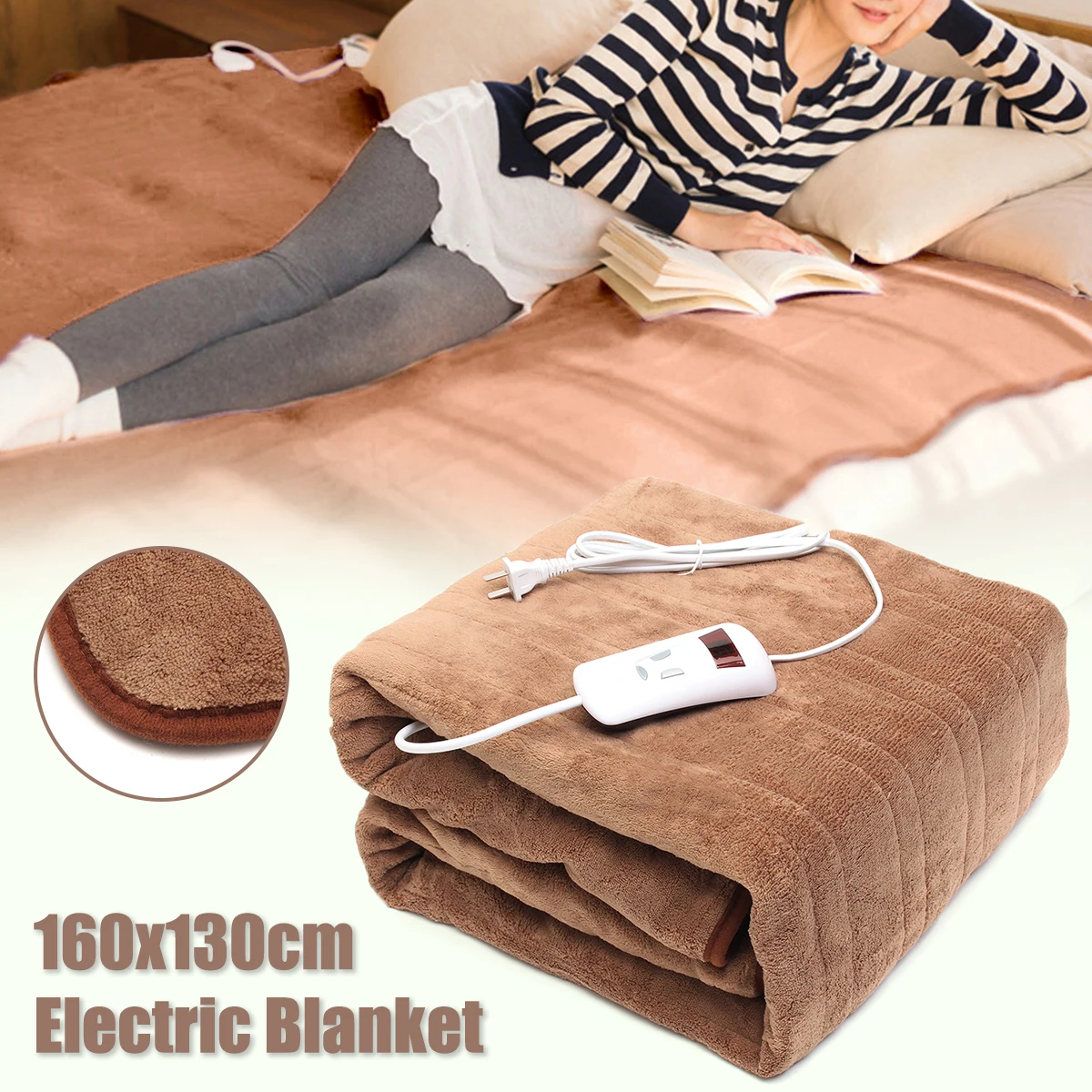 Comprar Manta eléctrica de 220x130 cm impermeable doble 160 V manta eléctrica climatizada alfombra de un solo control dormitorio alfombra de calefacción