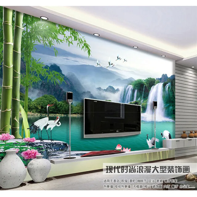 Murals Wallpaper For Walls Living Room Tv Background Beautiful Murals Wallpaper For Walls Living Room Tv Background Beautiful Landscape Cranes Family Diy Art
