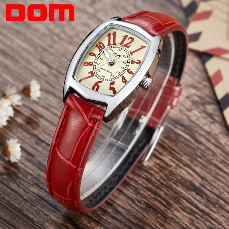 DOM Элитный бренд водостойкие Стиль Часы кварцевые кожа для женщин reloj de las mujeres