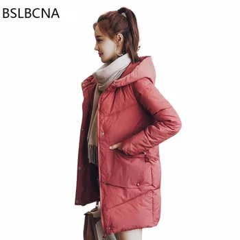 

2019 Korean Style Pocket Parka Winter Jacket Cotton Down Clothes Women New Mid Length Plus Size Hooded Cotton Padded Coat A318