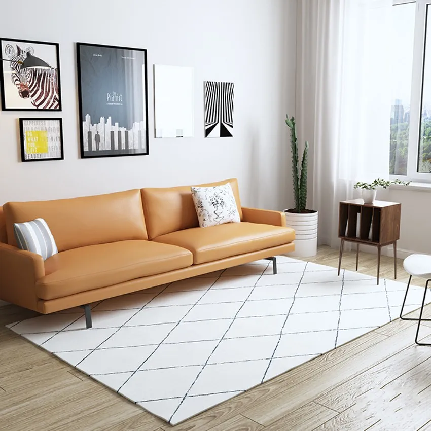 

Morocco style beige white geometric rug ,big size 140*200cm living room coffee table carpet, Pastoral decoration mat
