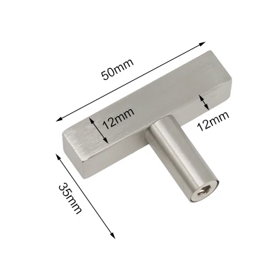 Probrico сатинированные стальные ручки для шкафа 12 мм квадратный бар кухня Hnadle шкаф комод ящик ручки - Цвет: 50mm