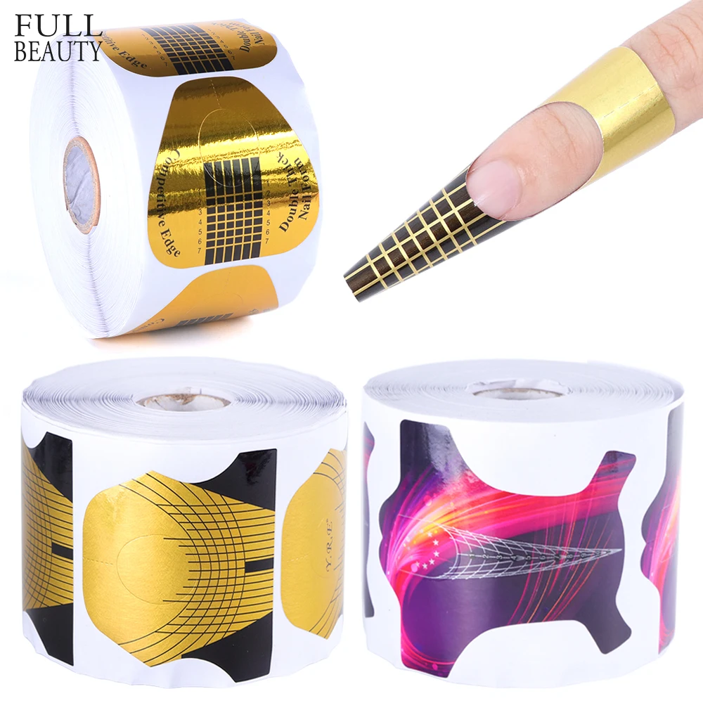 

300/500pcs Acrylic Nail Forms Set UV Gel Extension Sticker Tips Round Oval Square Shape Curl Form Nail Art Beauty Tools CH941-2