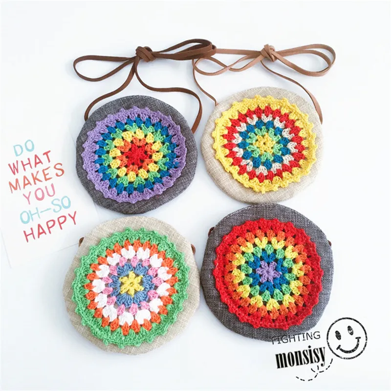 

Monsisy Winter Baby Coin Purse Bag Chilren Wallet Girls Small Change Purse National Kid Crochet Flower Bag Baby Money Handbag