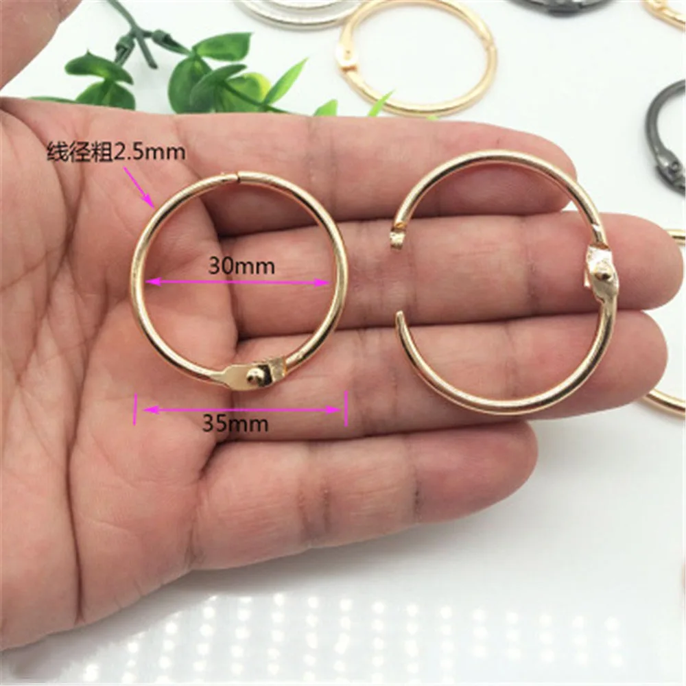 30mm gold 5 шт. золотистого металлического вязальщика для книг, шарнирные кольца 30-38 мм, брелок для ключей, сделай сам, альбом для скрапбукинга, зажимы, металлическое кольцо для офиса, связывающие обручи - Цвет: 30mm gold