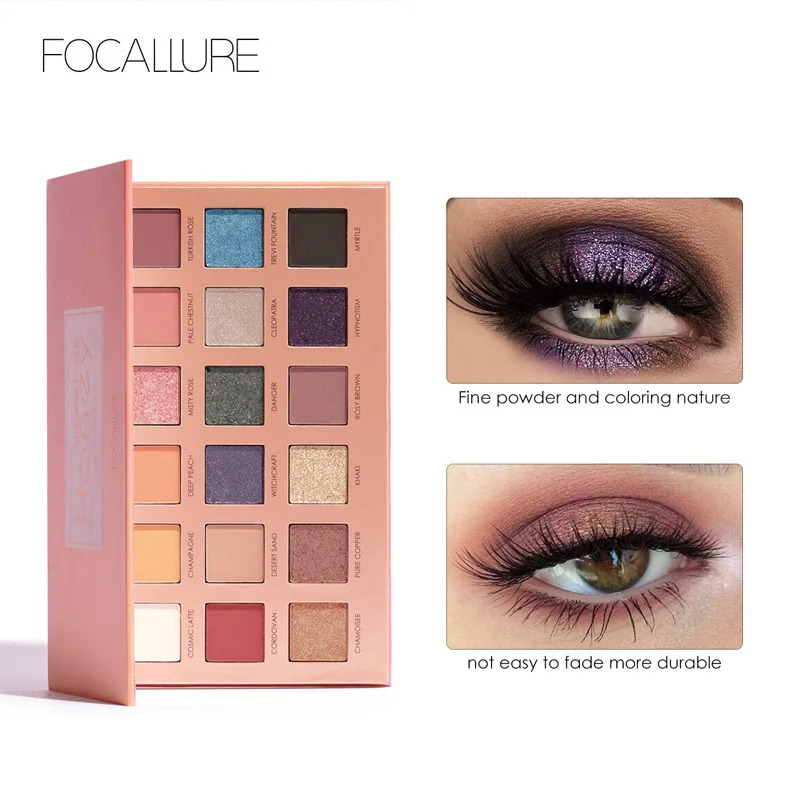 Focallure Matte тени для век палитра 18 Цвета с теней для век кисти мерцание Красота макияж