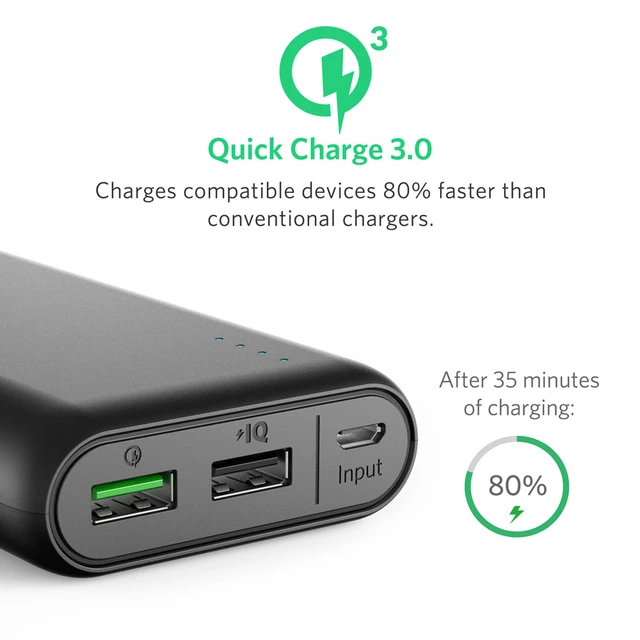 PowerCore 20000mAh Power Bank Dual USB Port Quick Charge 3.0 Fast Charging Portable Charger