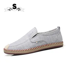 Мужская парусиновая обувь с ручной строчкой; дышащие и удобные мужские ботинки; обувь для отдыха с мягкой подошвой; льняная прогулочная обувь без застежки; tm0072