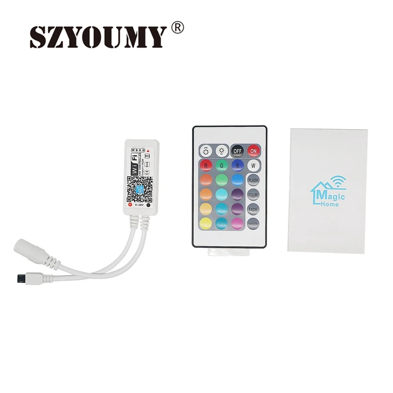 SZYOUMY Magic Home Wi-Fi светодиодный RGB/RGBW контроллер DC12V экшн-камера с Wi-Fi + 24 Ир-ключ пульт дистанционного управления для светодиодных ламп RGB/RGBW