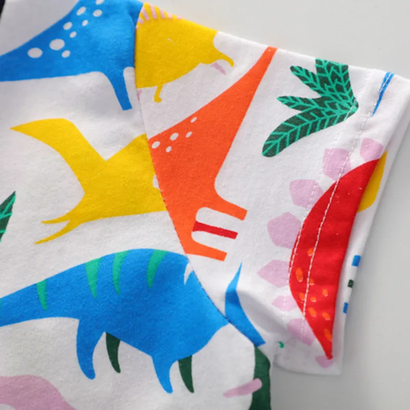 Moggi Cat 2019 Dresses for girls Kids cotton Baby Girls clothing Short sleeve Party Dress Children Summer Dinosaur Print Dresses (11)