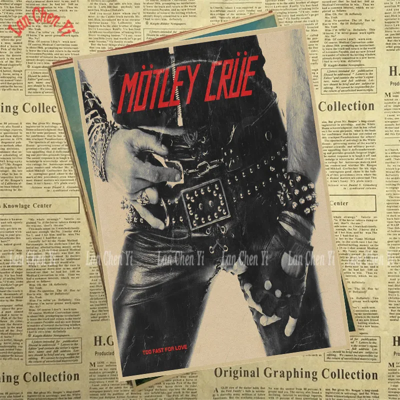 Motley Crue Band Классический Ностальгический матовый крафт-бумага плакат для кафе креативная настенная бумага украшение интерьера - Цвет: Кофе