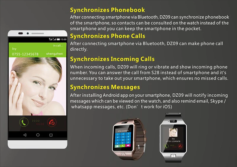 Смарт-часы DZ09 с Bluetooth, умные часы на Android, с функцией подключения телефонных звонков, мужские часы, 2G, GSM, SIM, TF карта, камера для iPhone, Samsung, HUAWEI
