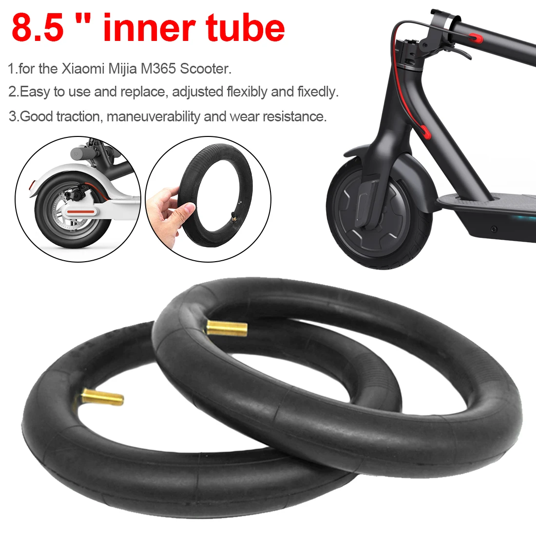 

Pro 2Pcs 8.5" Upgraded Thicken Tire For Xiaomi Mijia M365 Electric Scooter Tyre Inner Tubes M365 Parts Durable Pneumatic Tires