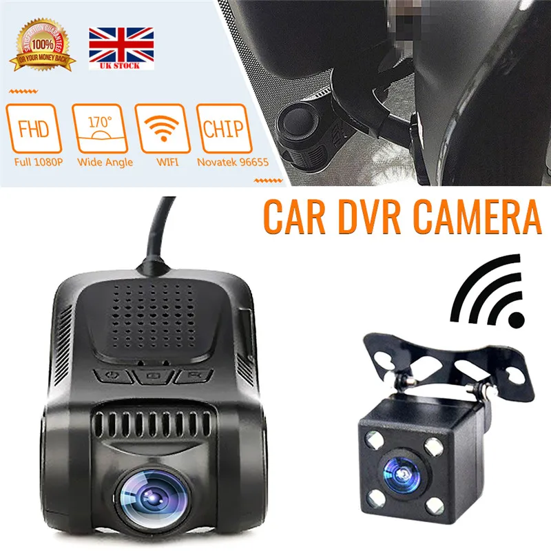 

New Style High Quality Universal Durable WiFi Hidden 1080P Dual Lens Car DVR Dash Cam Video Recorder Front & Rear Camera#293094