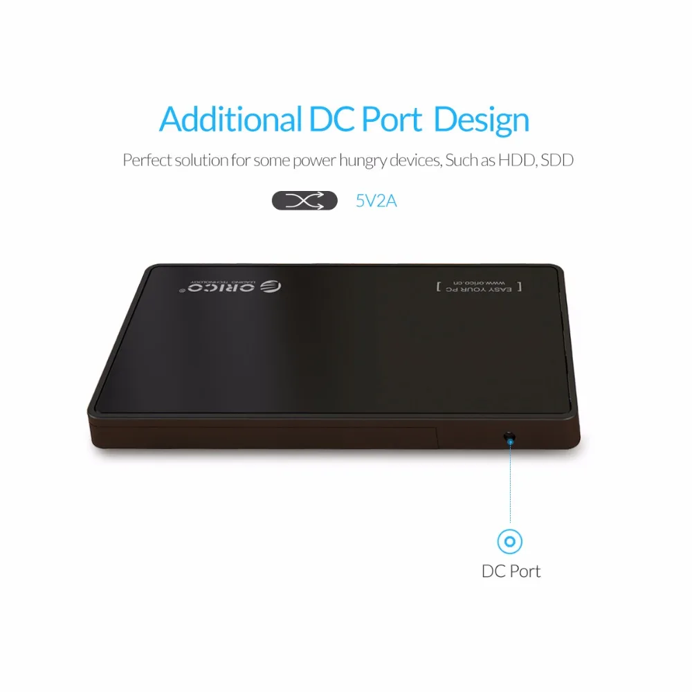 2,5 корпус для жесткого диска ORICO USB 3,0 чехол для жесткого диска с 3 портами USB3.0 концентратор инструмент бесплатный дизайн драйвер не требуется