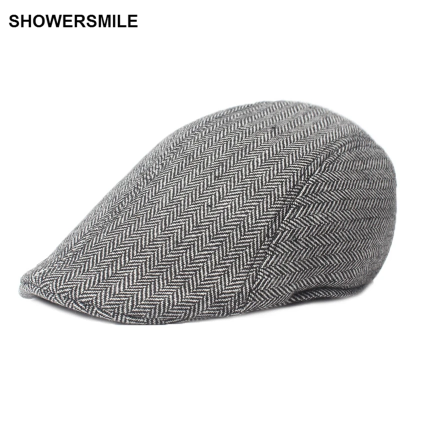 SHOWERSMILE, брендовая Кепка в елочку, берет для мужчин и женщин, британский стиль, шерсть, твид, Duckbill, кепка, новая мода, зимняя теплая шапка и Кепка