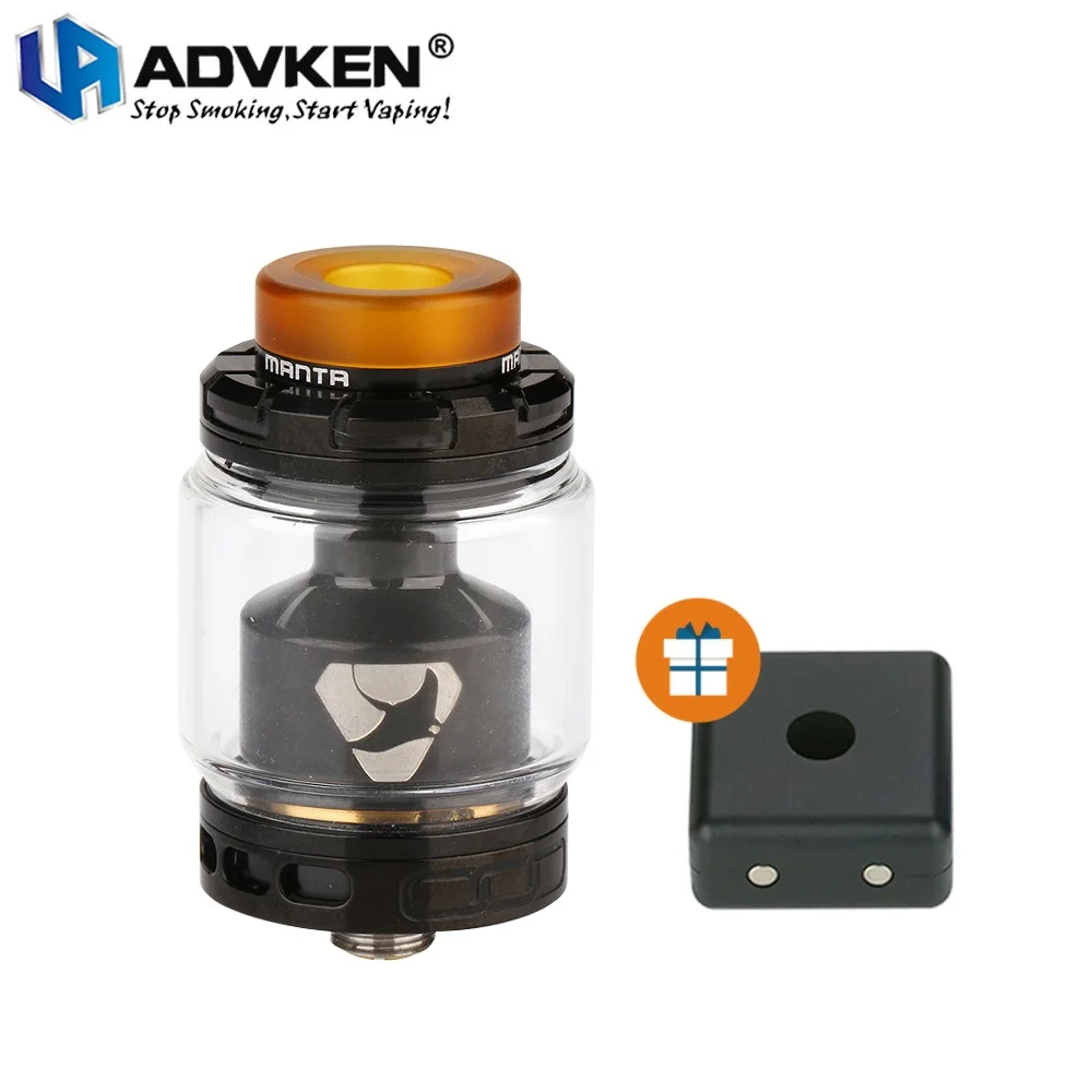 

Hot Advken Manta RTA Tank 5ml Capacity with Gift Cell Atty Stand 24mm Manta Atomizer 810 PEI Drip Tip Electronic Cigarette Tank