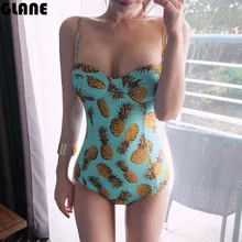 Цельный купальник сексуальный плавательный костюм женский купальный костюм винтажный летний пляжный костюм с принтом бандаж монокини купальник