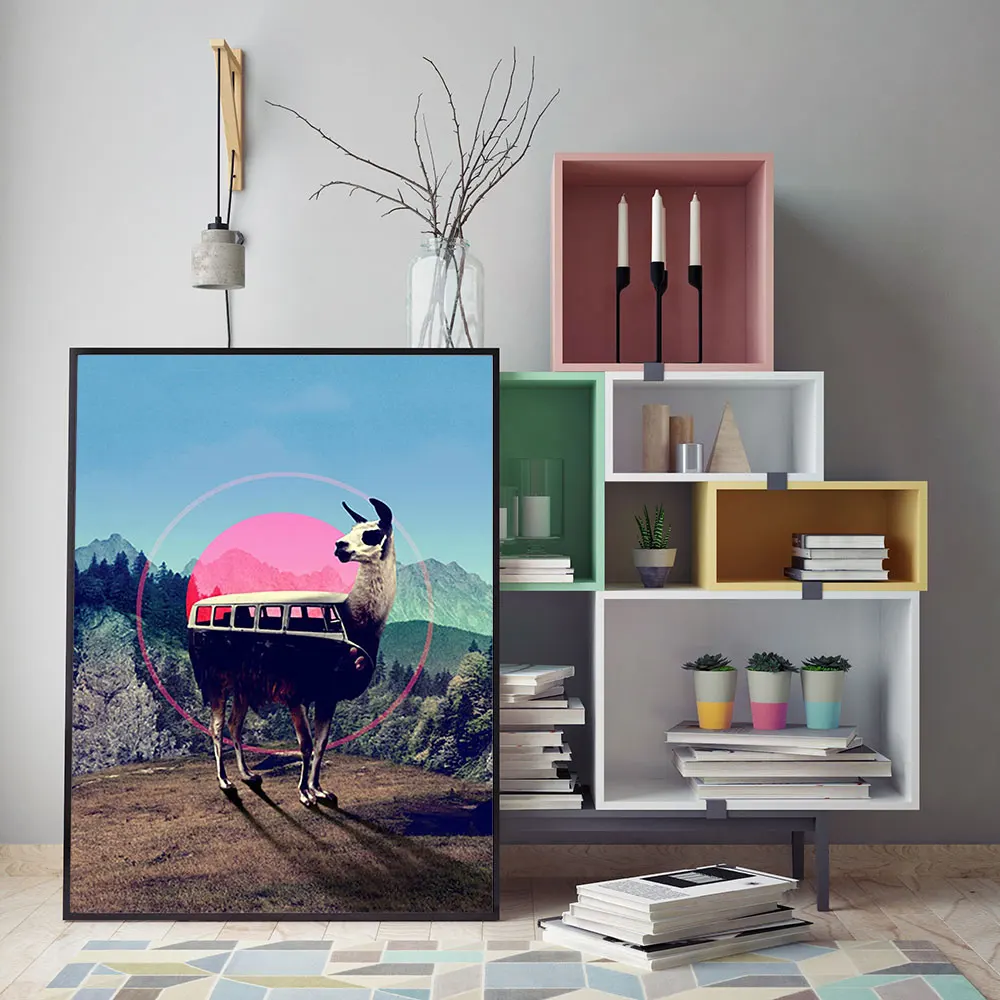 

Animal Canvas Poster Nordic Style Colorful View Wall Art Print Painting Decoration Picture Scandinavian Home Decor Unframed