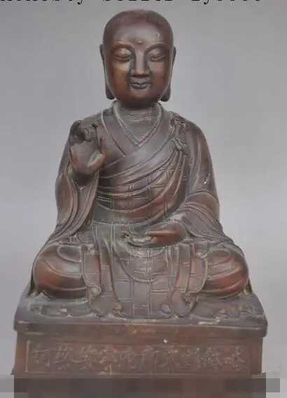 

S06193 10"chinese buddhism temple bronze tangseng Xuanzang Buddhist monk buddha statue