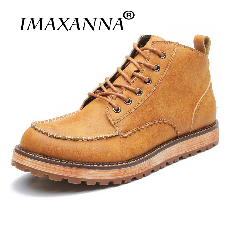 

IMAXANNA Martin Military Boots For Men Autumn Shoes Genuine Leather Designer Shoes Lace-up Buffalo Causal Footwear Teenager Boot