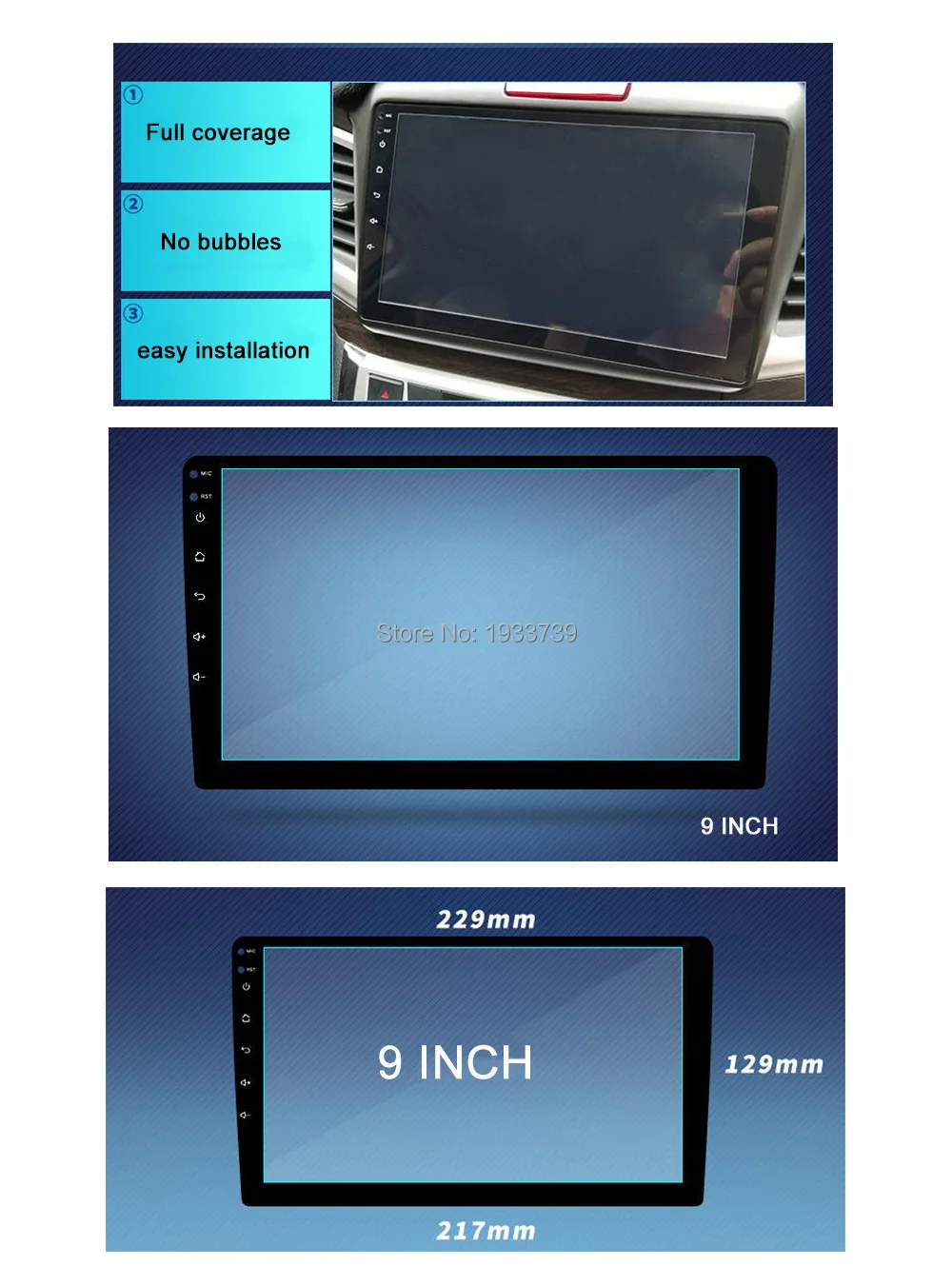 Автомобильное радио из закаленного стекла для Радио DVD gps lcd Полный сенсорный экран пленка наклейка защитная 9 дюймов магнитофон Стерео Авторадио