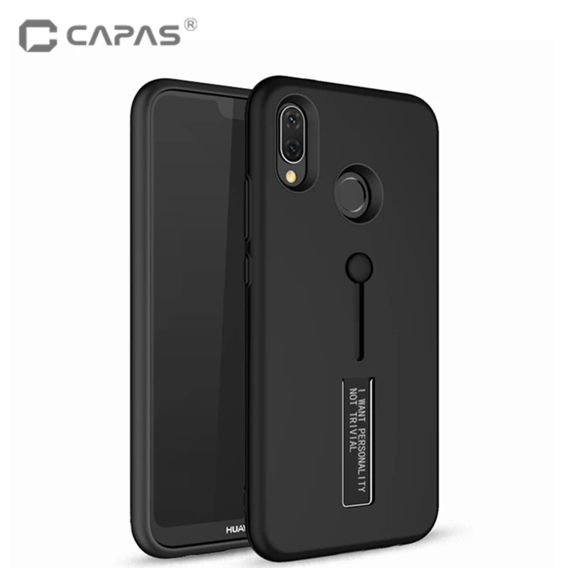 

for Huawei P20 lite Case Stand Cover TPU+PC Ring Holder Phone Case for Huawei Nova 3e Cover Luxury Shockproof Protective Shield