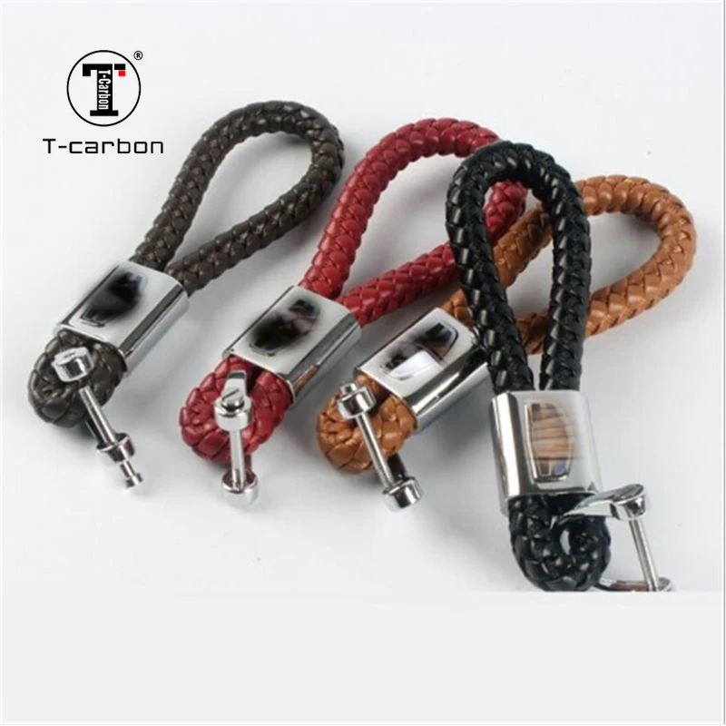 

For Hyundai 3D Logo Business Keychain Braided Genuine Leather Zinc Alloy Car Key Ring Auto Accessories