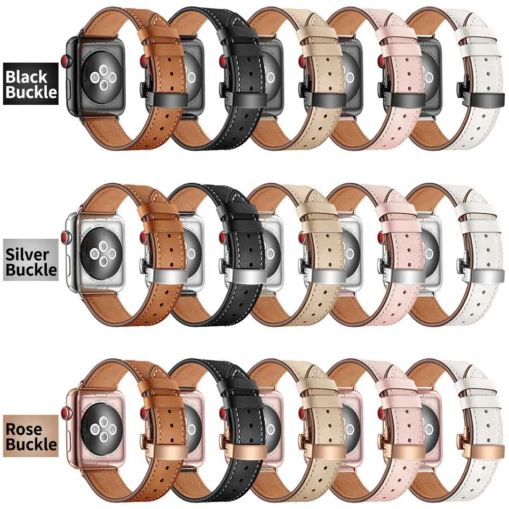 Кожаный ремешок для Apple Watch Band 44 мм/40 мм/42 мм/38 мм браслет iWatch Series SE 6 5 4 3